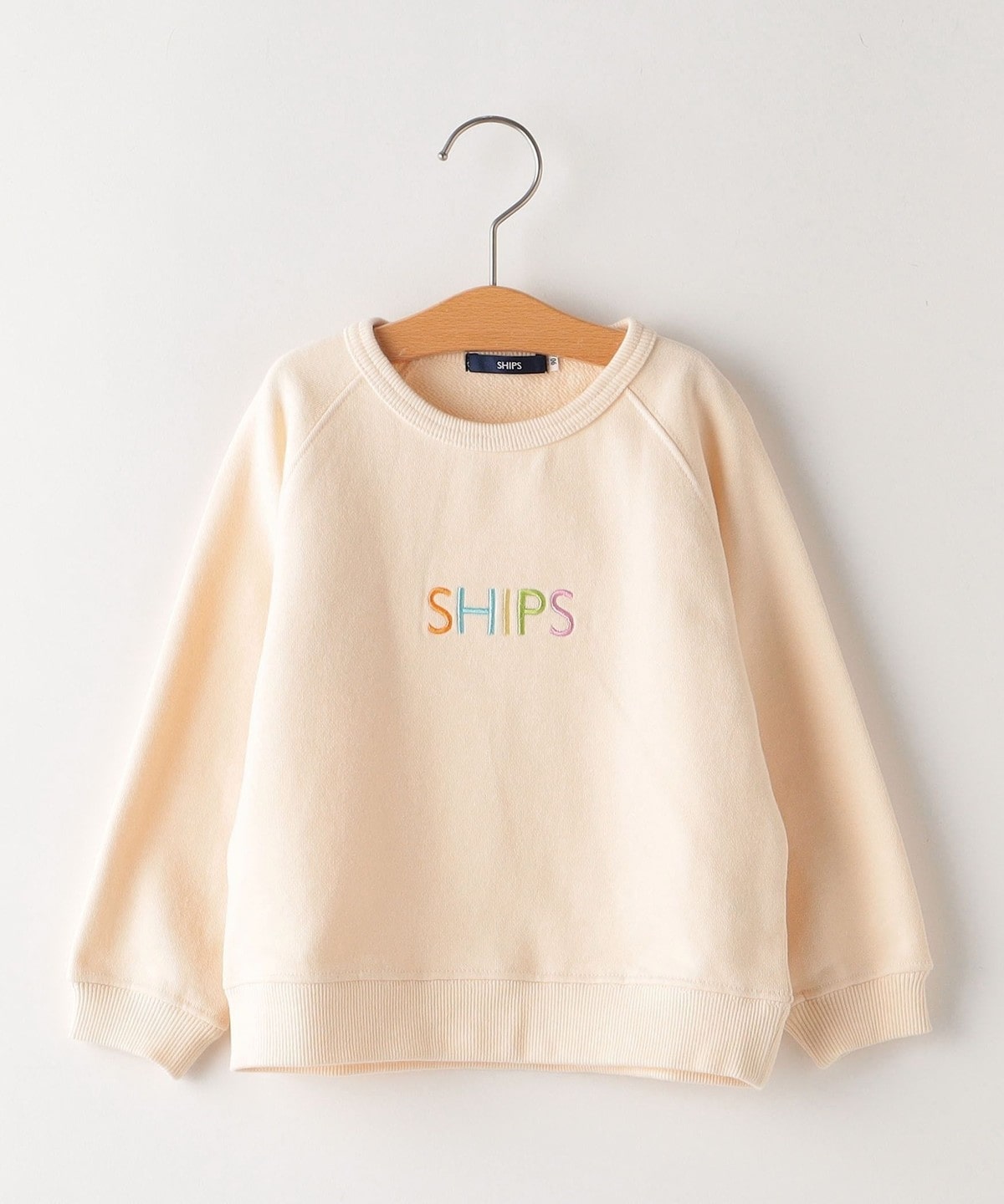 SHIPS KIDS:80〜90cm / 刺繍 ロゴ スウェット オフホワイト
