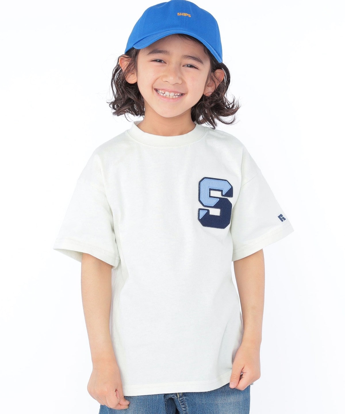 SHIPS KIDS別注】RUSSELL ATHLETIC:100～160cm / ロゴ TEE: Tシャツ