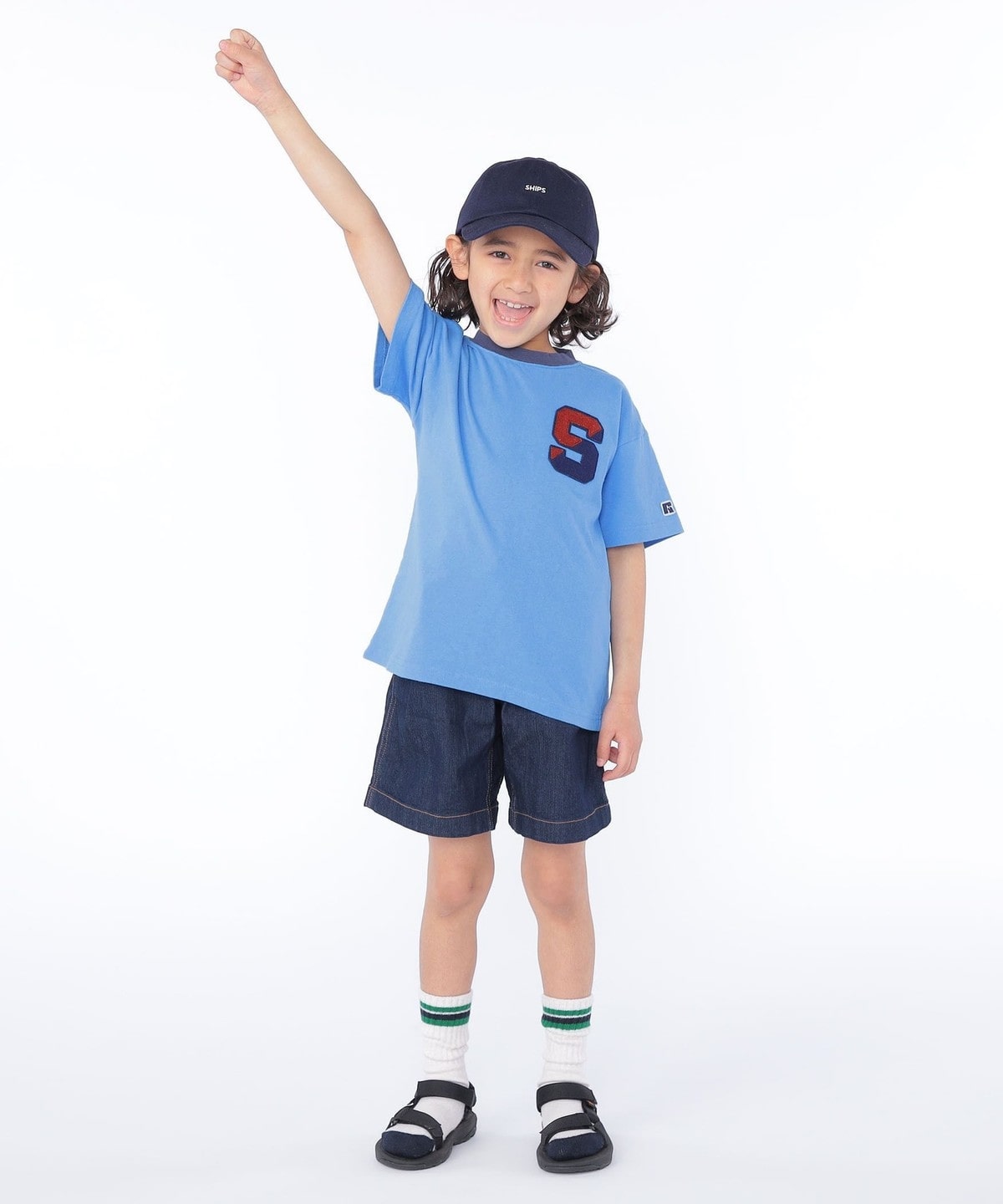 SHIPS KIDS別注】RUSSELL ATHLETIC:100～160cm / ロゴ TEE: Tシャツ
