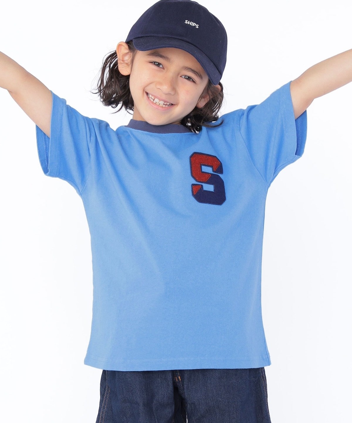 【SHIPS KIDS別注】RUSSELL ATHLETIC:100〜160cm / ロゴ TEE ライトブルー