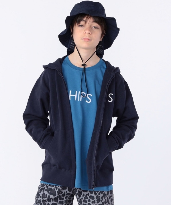 SHIPS KIDS:145～160cm / ロゴ フード ジップ パーカー: トップス