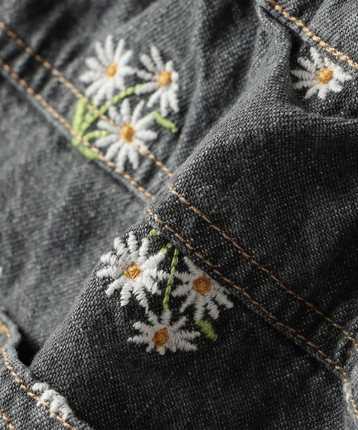 【未使用】FITH フィス 刺繍デニムパンツ 140★パッチワーク 希少 SHIPS KIDS:140～150cm/フラワー エンブロイダリー デニム パンツ