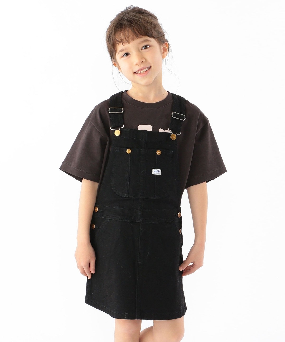 Lee:デニム オーバーオール スカート(100〜120cm) ブラック