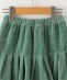 The Animals Observatory:110`120cm / Green Velvet Bird Kids Skirt
