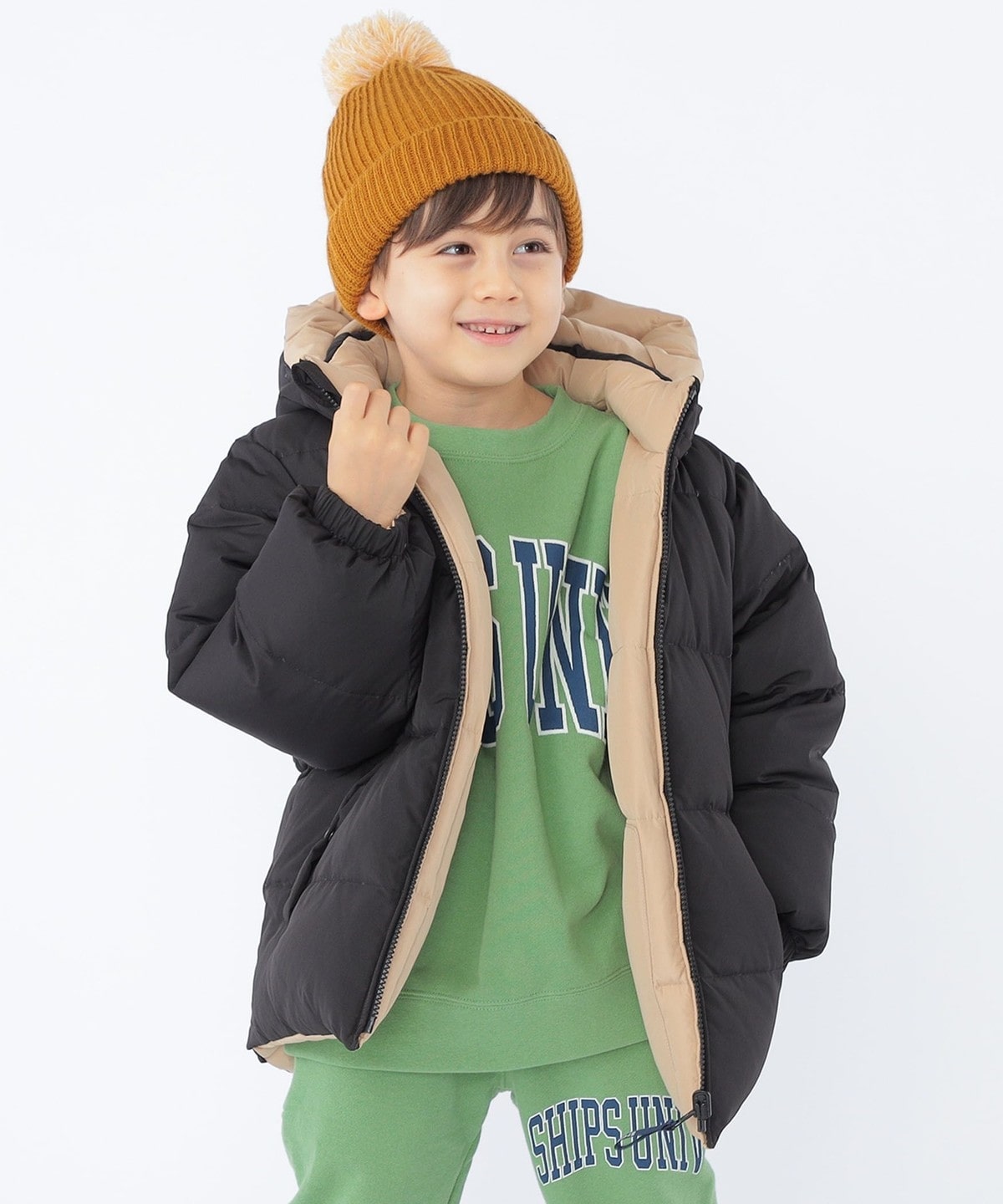 SHIPSの【冬物 新入荷!】■シップス/SHIPS kids■M ダウンジャケット/ジャンパー 緑×紺子供服 キッズ kids ジュニア 男の子 冬 otr 412132