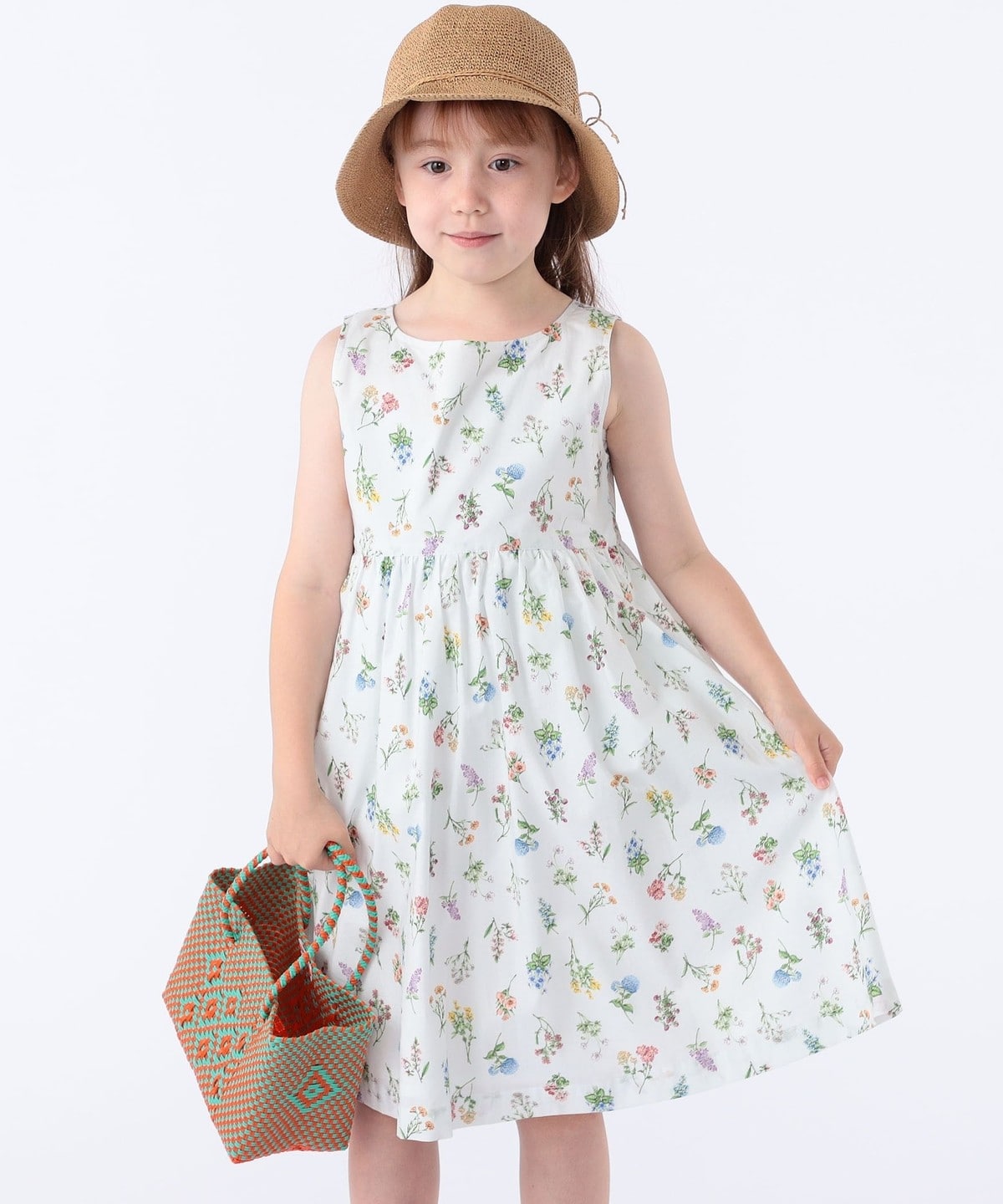 SHIPS KIDS:100～130cm / フラワー ノースリーブ ワンピース  