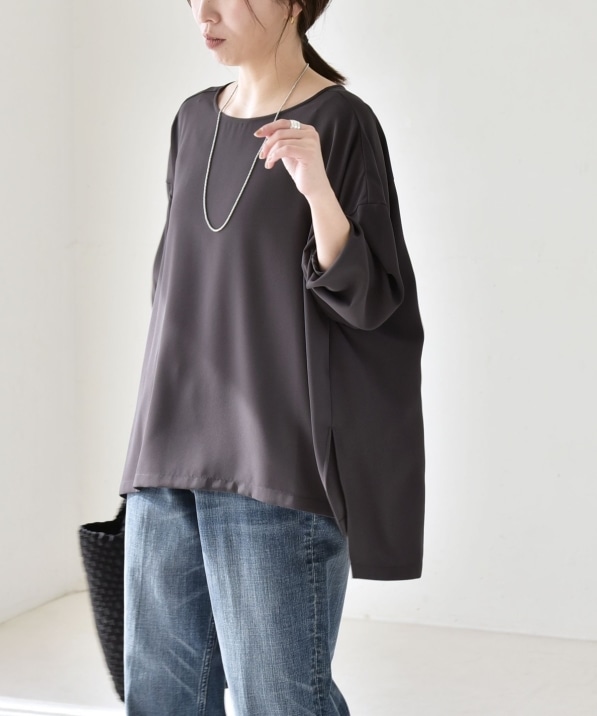 予約》quaranciel:〈洗濯機可能〉ジョーゼット ニュアンス T-ブラウス