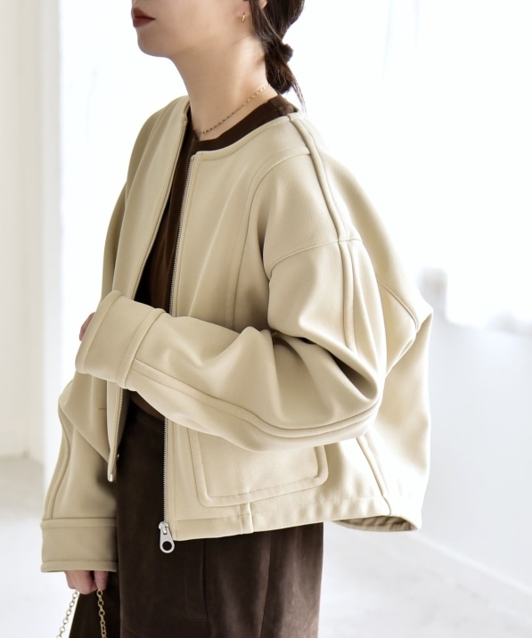 quaranciel:〈洗濯機可能〉ダンボール 裏起毛 ノーカラー