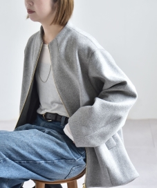 予約》PURE WOOL ボトルネック コクーン ジップ ミディ コート｜ SHIPS
