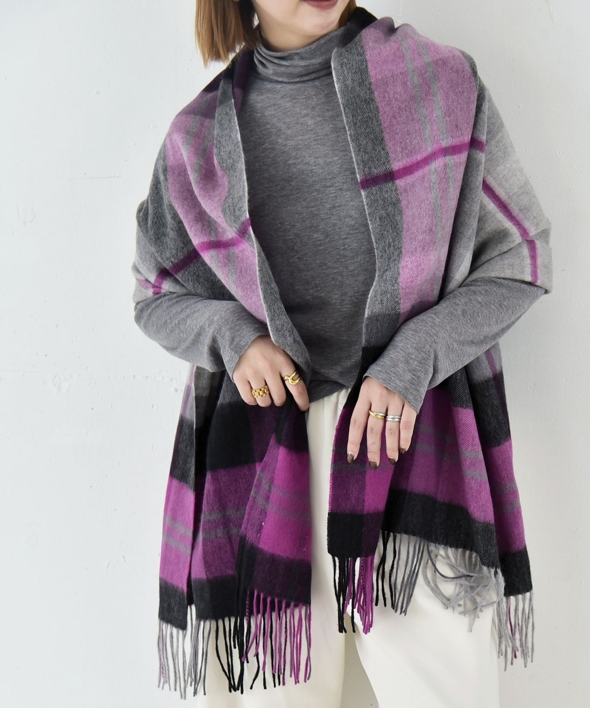 手洗い可能〉カシミヤ ミックス チェック ストール 26AW｜ SHIPS 公式