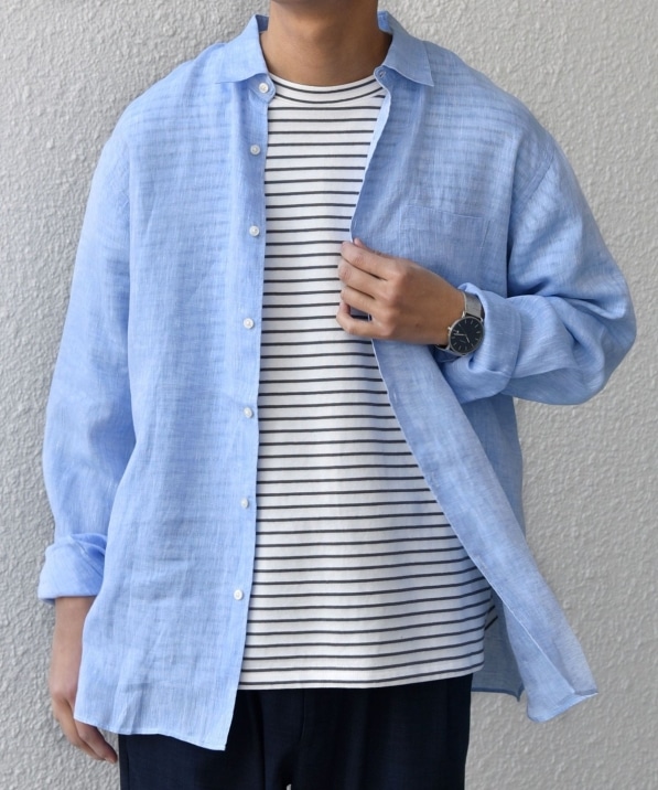 SHIPS any:〈洗濯機可能〉ピュアリネン レギュラーカラー シャツ 26SS