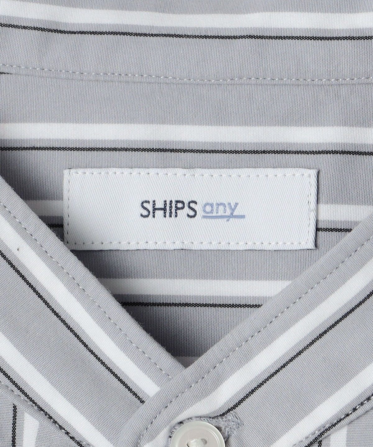SHIPS any: ストライプ / ソリッド リラックス バンドカラー シャツ