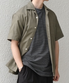 SHIPS any:〈接触冷感/遮熱等〉ハイブリッドリネン オープンカラー