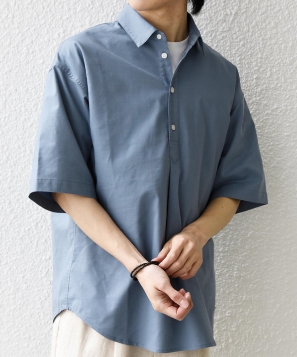 FLAX リネン プルオーバー SHIPS any:〈接触冷感・ストレッチ・遮熱等〉ハイブリッドリネン プル