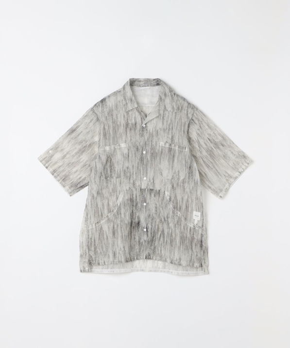 【ブラック】ヘリンボーンメッシュハーフスリーブTシャツ MEN'S MELROSE - 【ブラック】ヘリンボーンメッシュハーフスリーブT
