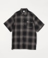 Cal Top: オンブレ チェック 半袖 レギュラーカラー シャツ ダークグレー