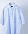 【SHIPS any別注】CLEVE: チェック 半袖 レギュラーカラー シャツ◇ ライトブルー