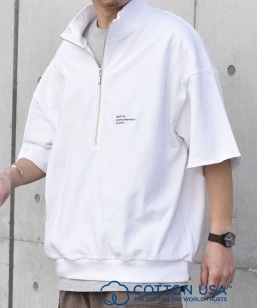 SHIPS any: COTTON USA �����|�C���g ���S �n�[�t�W�b�v T�V���c��