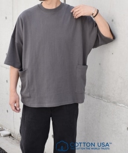 SHIPS any: COTTON USA �h���}�� �T�C�h �|�P�b�g T�V���c 24SS��