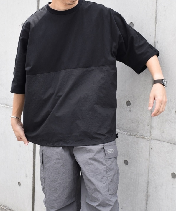 SHIPS any: コットン / ナイロン コンビ スケアスリーブ スピンドル 