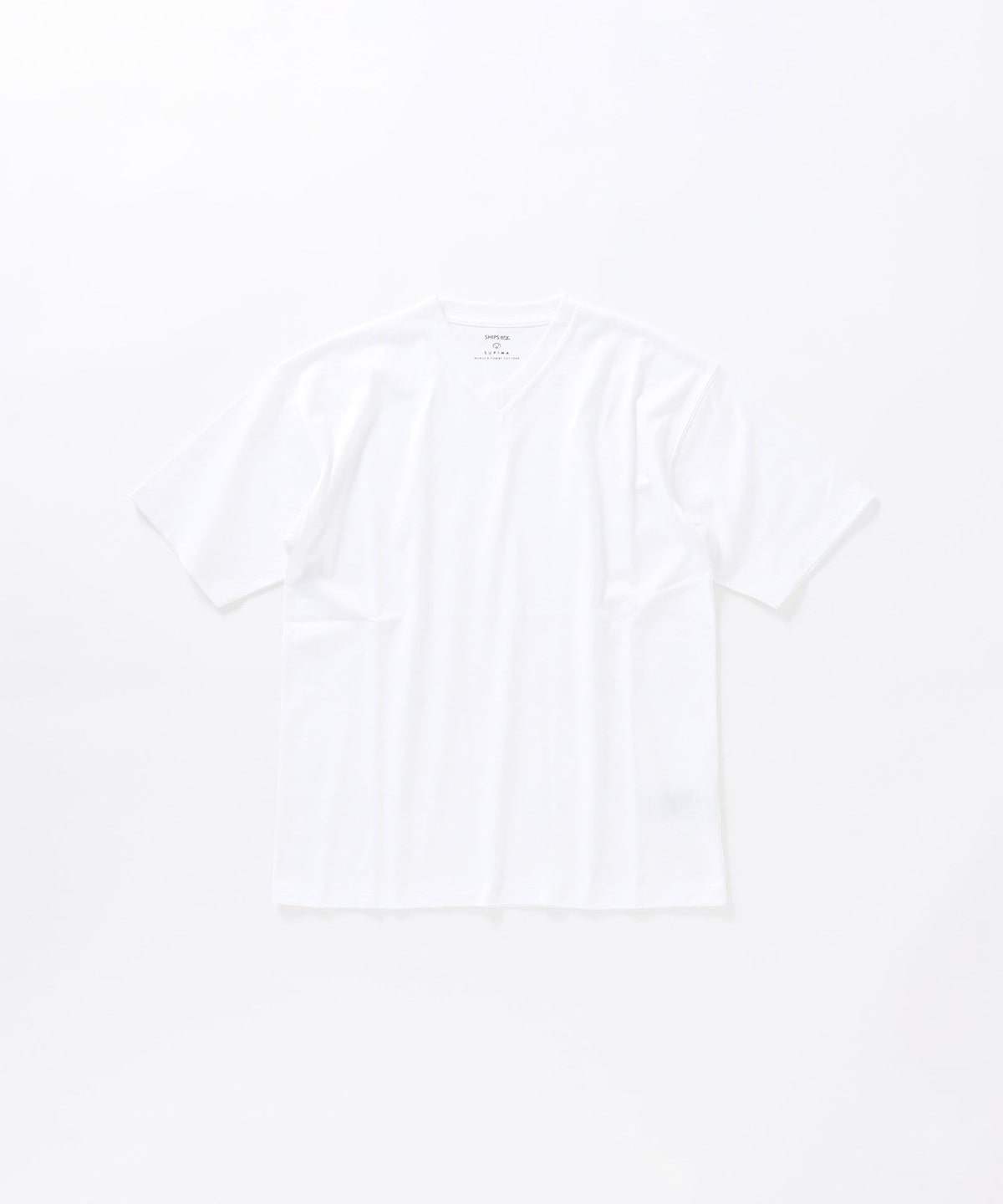 SHIPS any: SUPIMA コットン Vネック 半袖 Tシャツ ホワイト