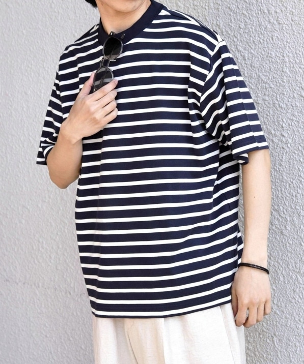 SHIPS any:〈洗濯機可能〉デザイン リブ ベーシック ボーダー Tシャツ