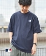 【SHIPS any別注】MLB: バッターマン ワンポイント 刺繍 /袖プリント Tシャツ◇ ネイビー