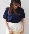 【SHIPS any別注】LACOSTE: ワンポイント ロゴ ピケ クルーネック Tシャツ 23SS◇ ネイビー