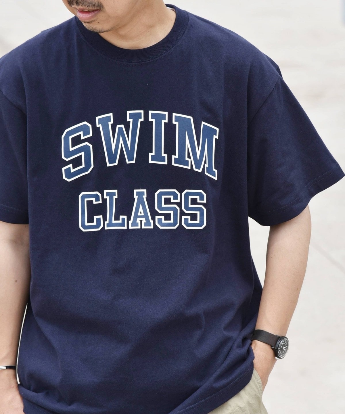 SHIPS any: SWIM ロゴ Tシャツ ネイビー