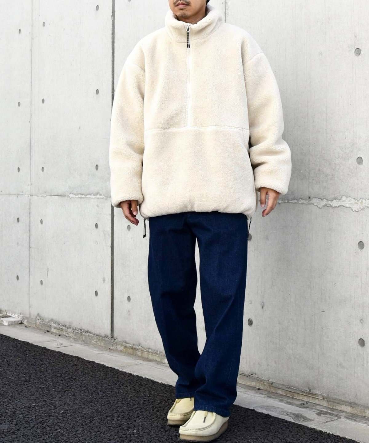 [GERRY×BEAMS] 別注 ノーカラー ボア ダウンジャケット