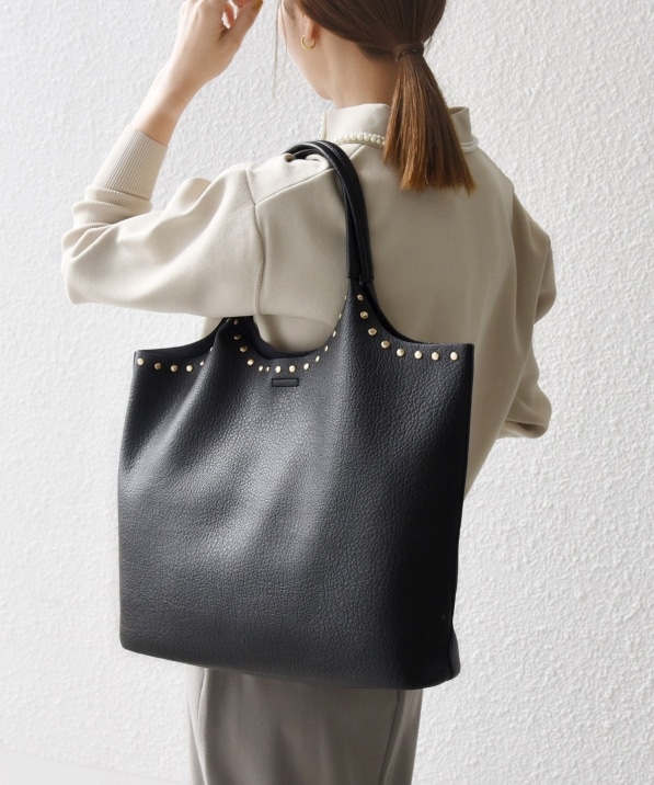 WEB限定】SHIPS any: ポーチ付き スタッズ A4 トート バッグ