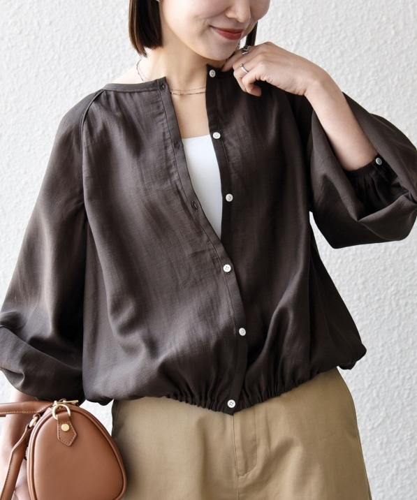 予約》SHIPS any:〈洗濯機可能〉リネン ミックス シアー ボリューム