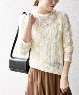 SHIPS any ギマ ワイド フレンチ シアー ニット プルオーバー SHIPS any:〈手洗い可能〉ギマ ワイド フレンチ シアー ニット