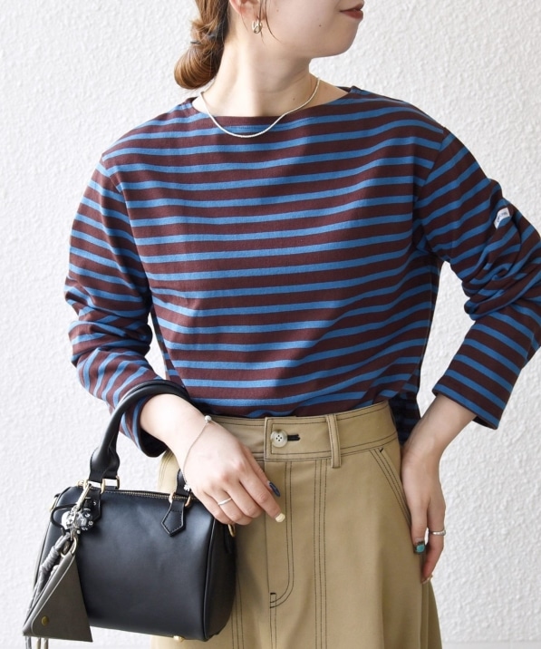 ORCIVAL:〈手洗い可能〉ボートネック ボーダー ロングスリーブ