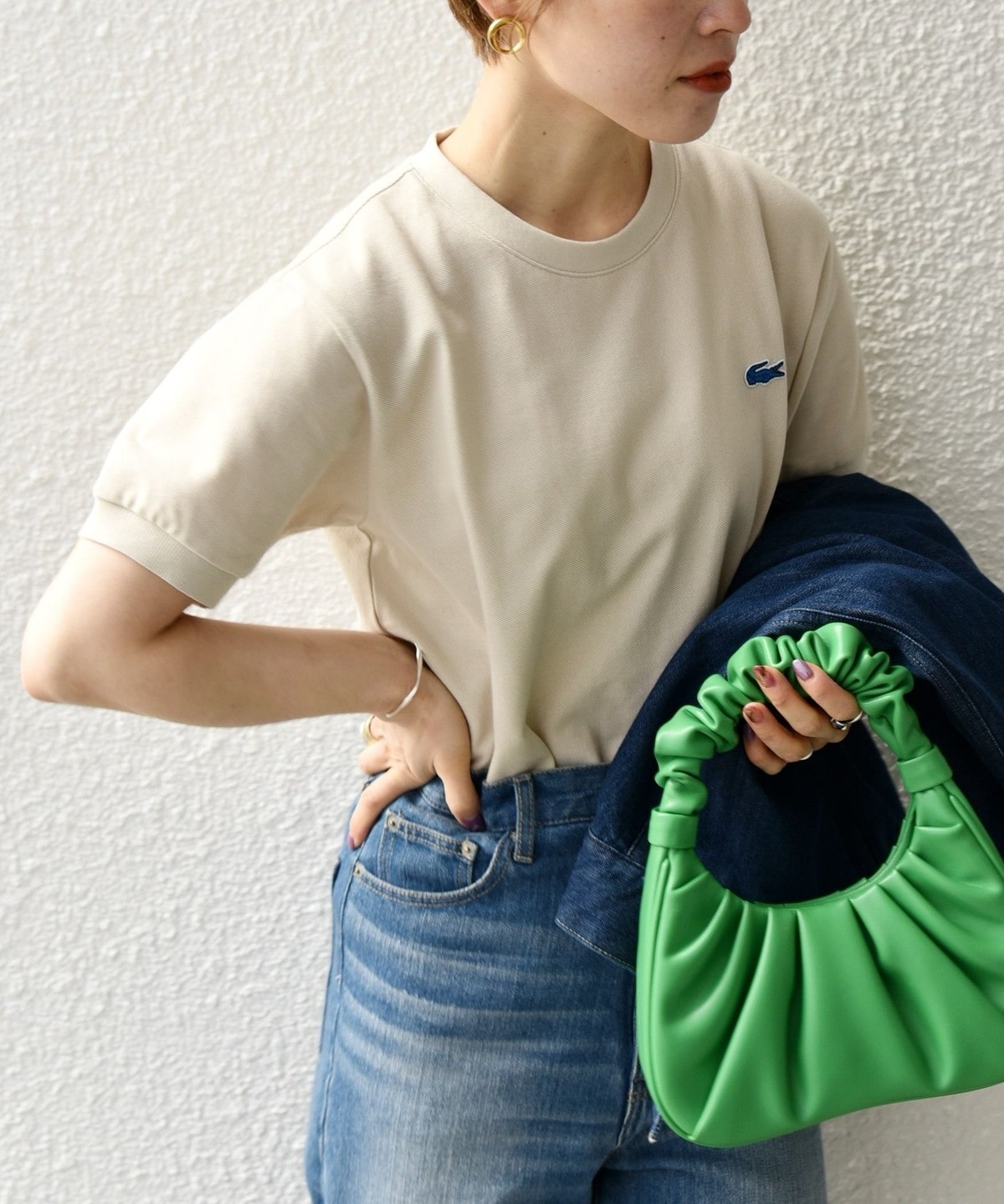 SHIPS any別注】LACOSTE: PIQUE クルーネック Tシャツ 23SS: Tシャツ 