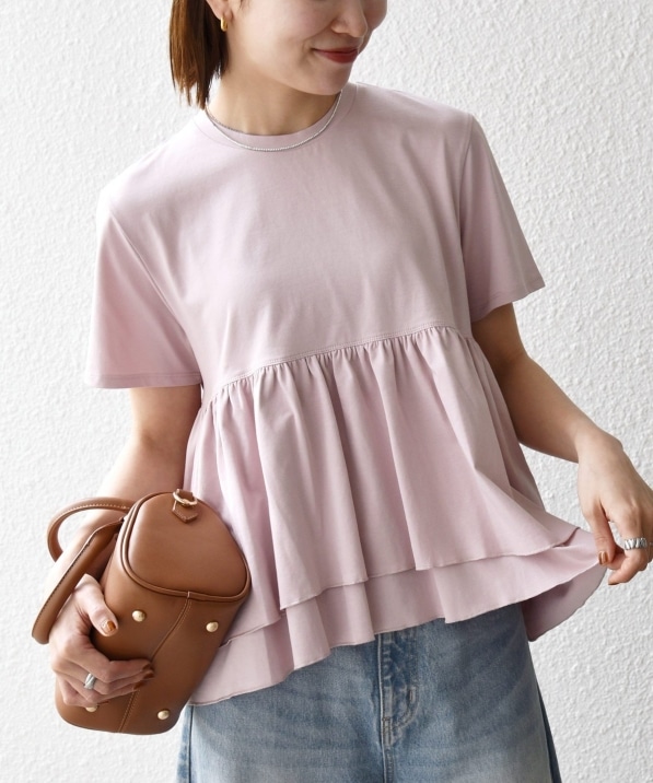 SHIPS any:〈洗濯機可能〉ジャージー ダブルヘム ペプラム TEE｜ SHIPS