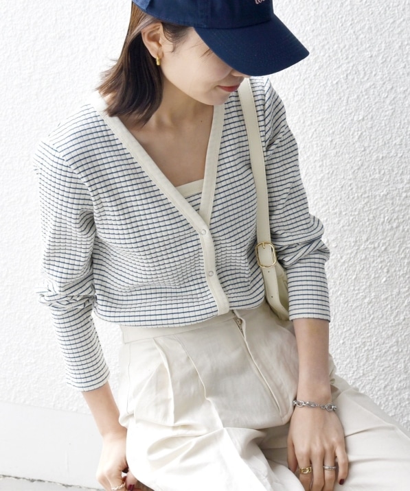 SHIPS any:〈洗濯機可能〉テレコ ベアトップ セット カーディガン  