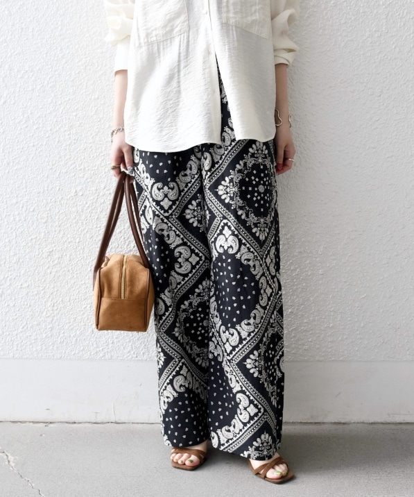 予約》SHIPS any:〈洗濯機可能〉バンダナ プリント イージー ワイド