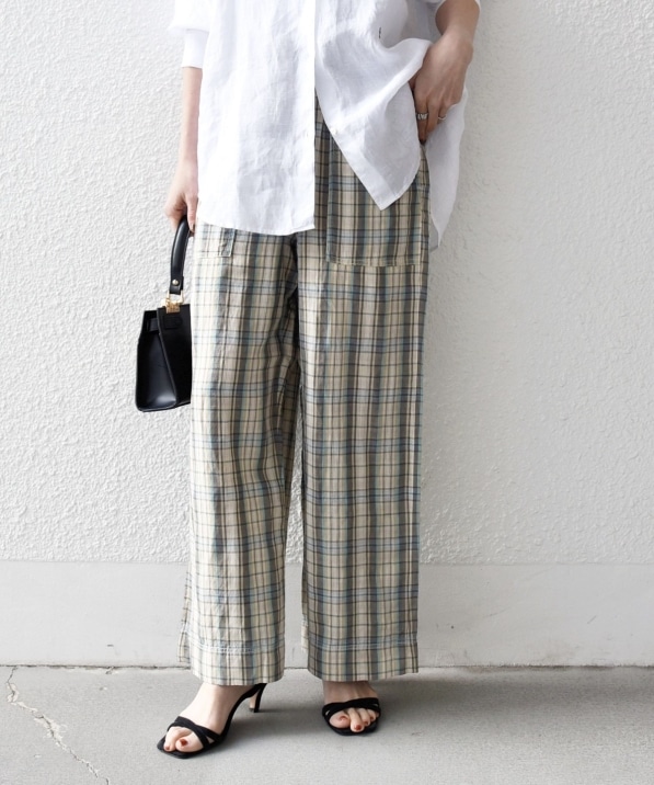 予約》SHIPS any:〈洗濯機可能〉リネン ミックス イージー ベイカー