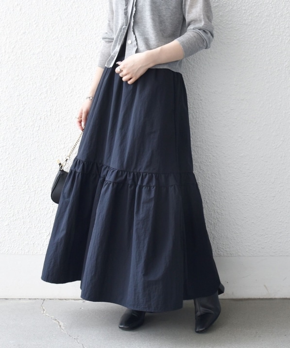 洗濯機可能〉ウエスト リブ ギャザー スカート［NAVY BLUE］｜ SHIPS