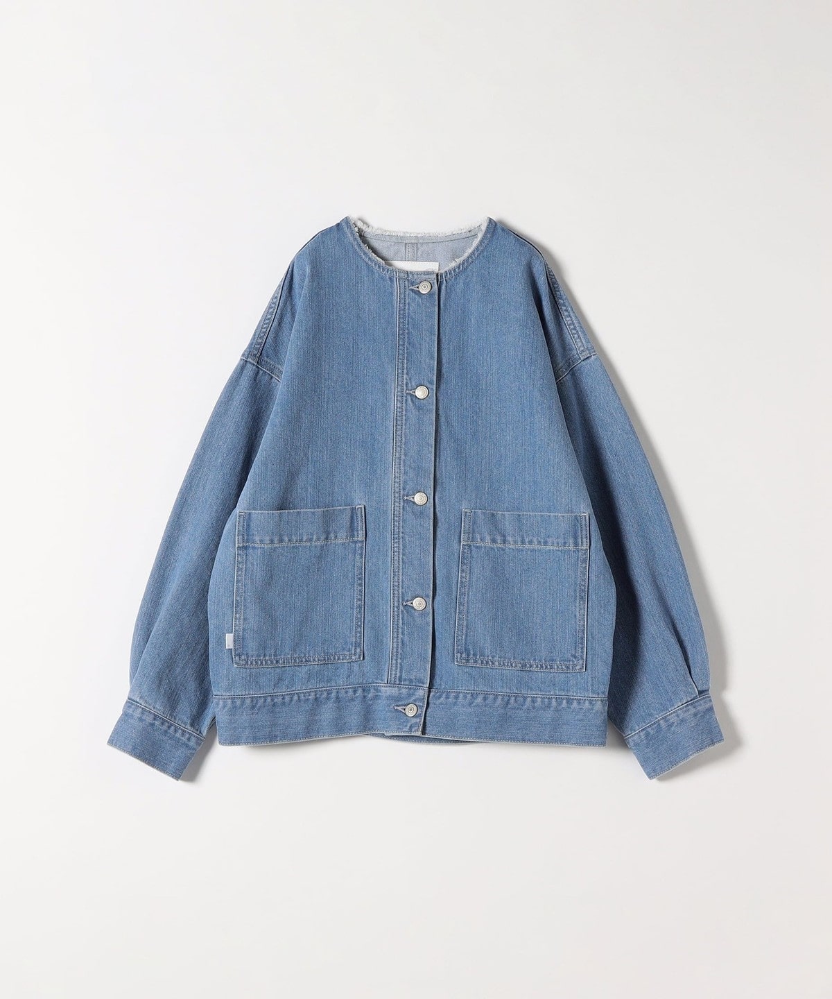 一部予約》SHIPS any: ノーカラー デニム ブルゾン［SHIPS any DENIM