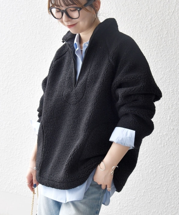 MARK&LONA ボアフリース スニード プルオーバー SHIPS any:〈洗濯機可能〉ボア フリース ハーフジップ プル