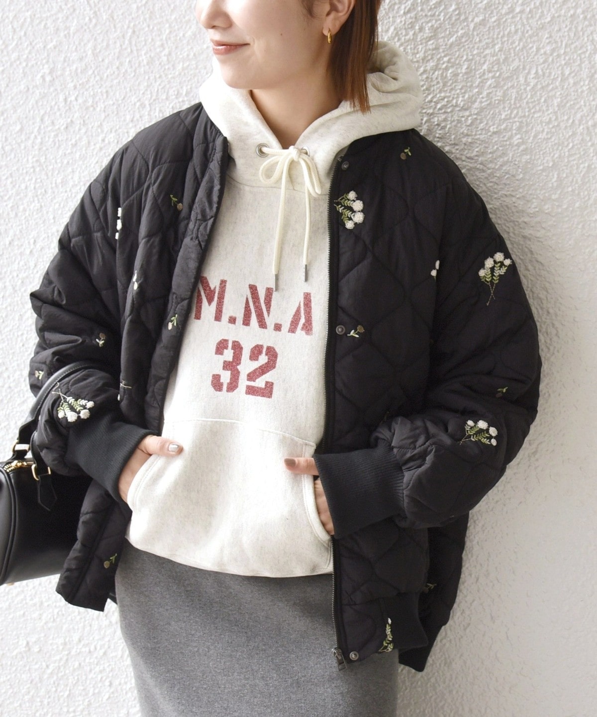 SHIPS別注エンブロイダリー刺繍ジャケット 予約》フラワー エンブロイダリー キルティング 中綿 ブルゾン｜ SHIPS