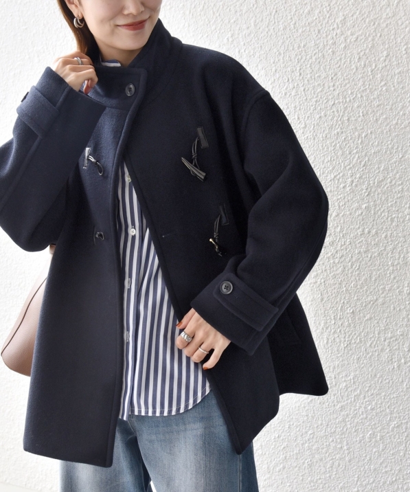 予約》カシミヤ ミックス スタンドカラー ショート ダッフル コート