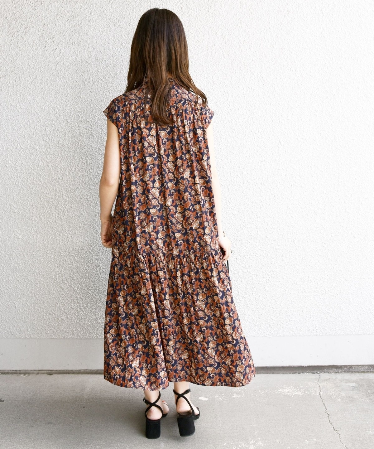 SHIPS any:〈洗濯機可能〉ペイズリー ロウ ギャザー ロング ワンピース