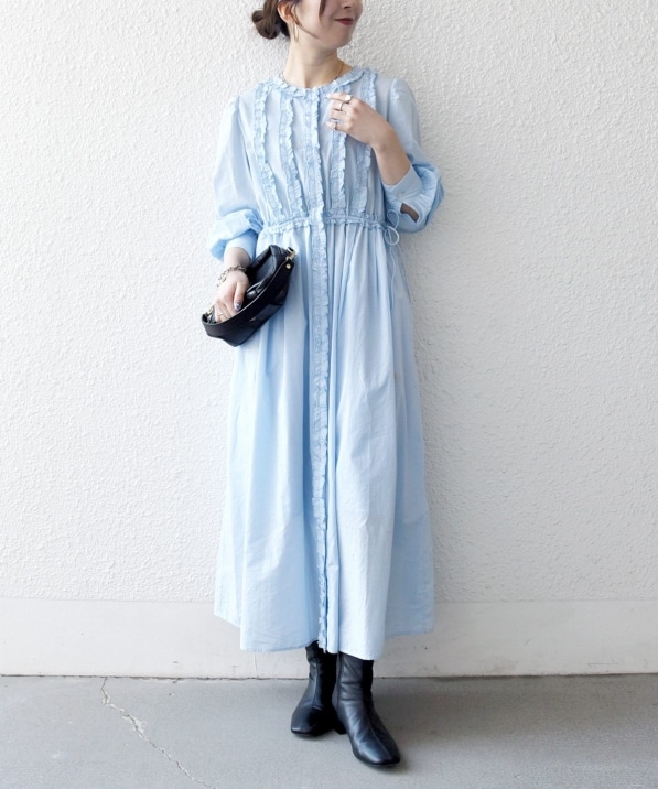 予約》SHIPS any:〈洗濯機可能〉キャンブリック Aライン フリル シャツ