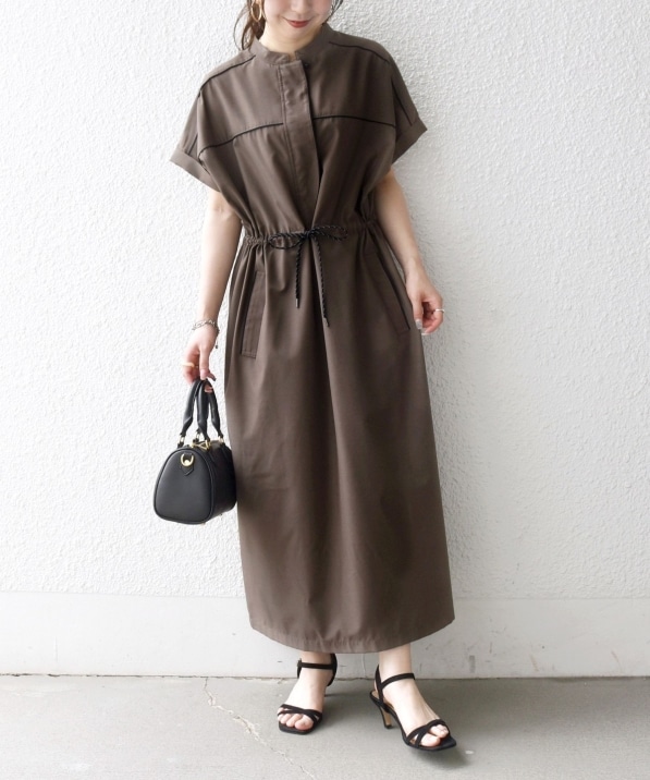 antiqueメッシュドロストワンピース 予約》SHIPS any:〈防しわ/接触冷感/洗濯機可能〉ファンクション