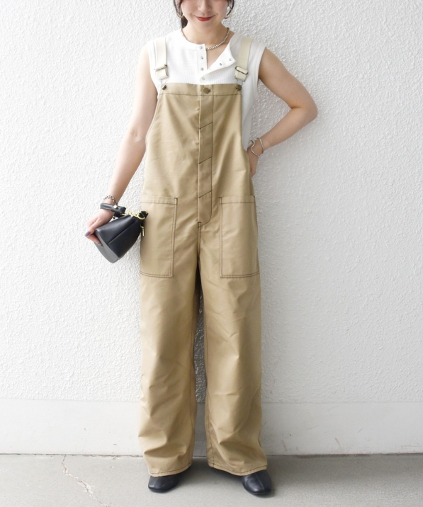 papapa さん専用Suspender サロペット ステッチ ベージュ 予約》SHIPS any:〈洗濯機可能〉チノ ステッチ ワイド サロペット