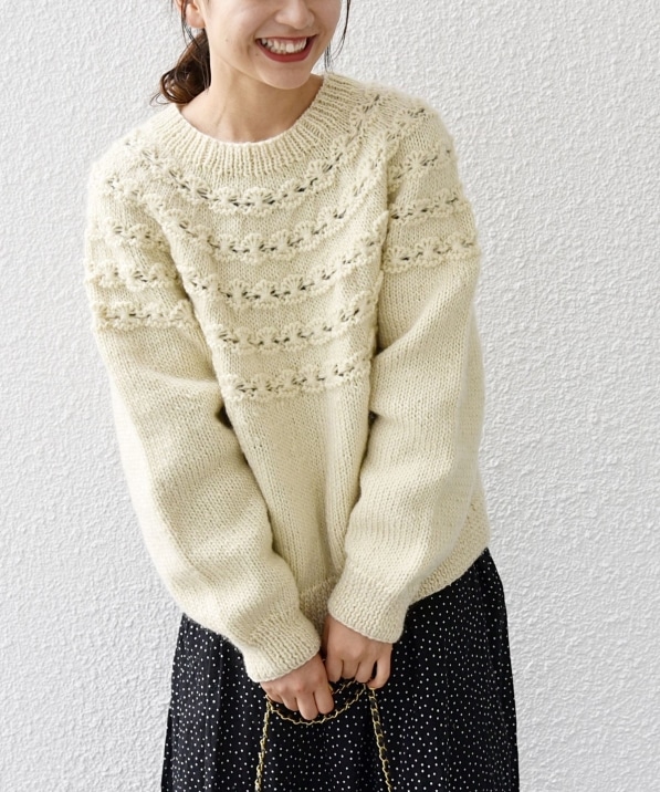 SHIPS any別注】NEPAL HAND KNIT: フラワー ライン ニット: トップス ...