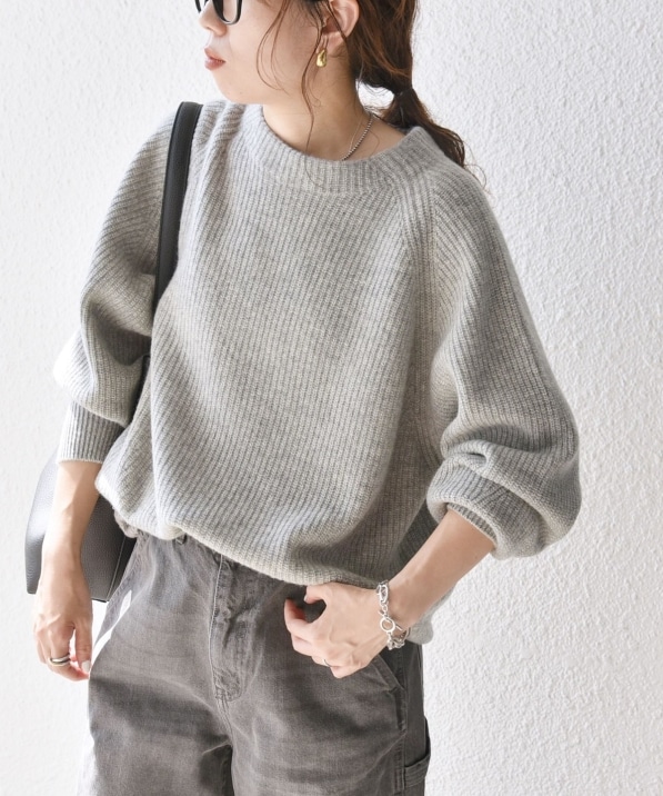 未使用】ナナミカ ボイルドウール ジップアップ セーター フリース CY 熱 M 